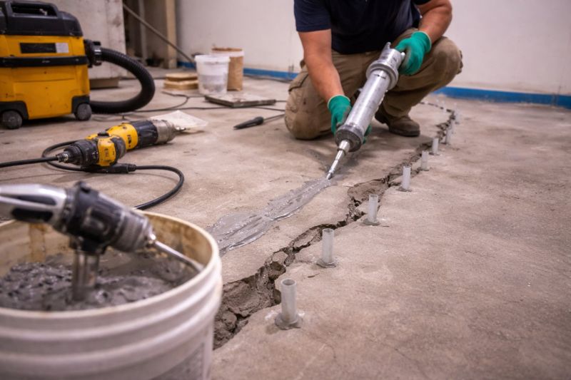 Cracked Basement Floor Repair in Chantilly, VA